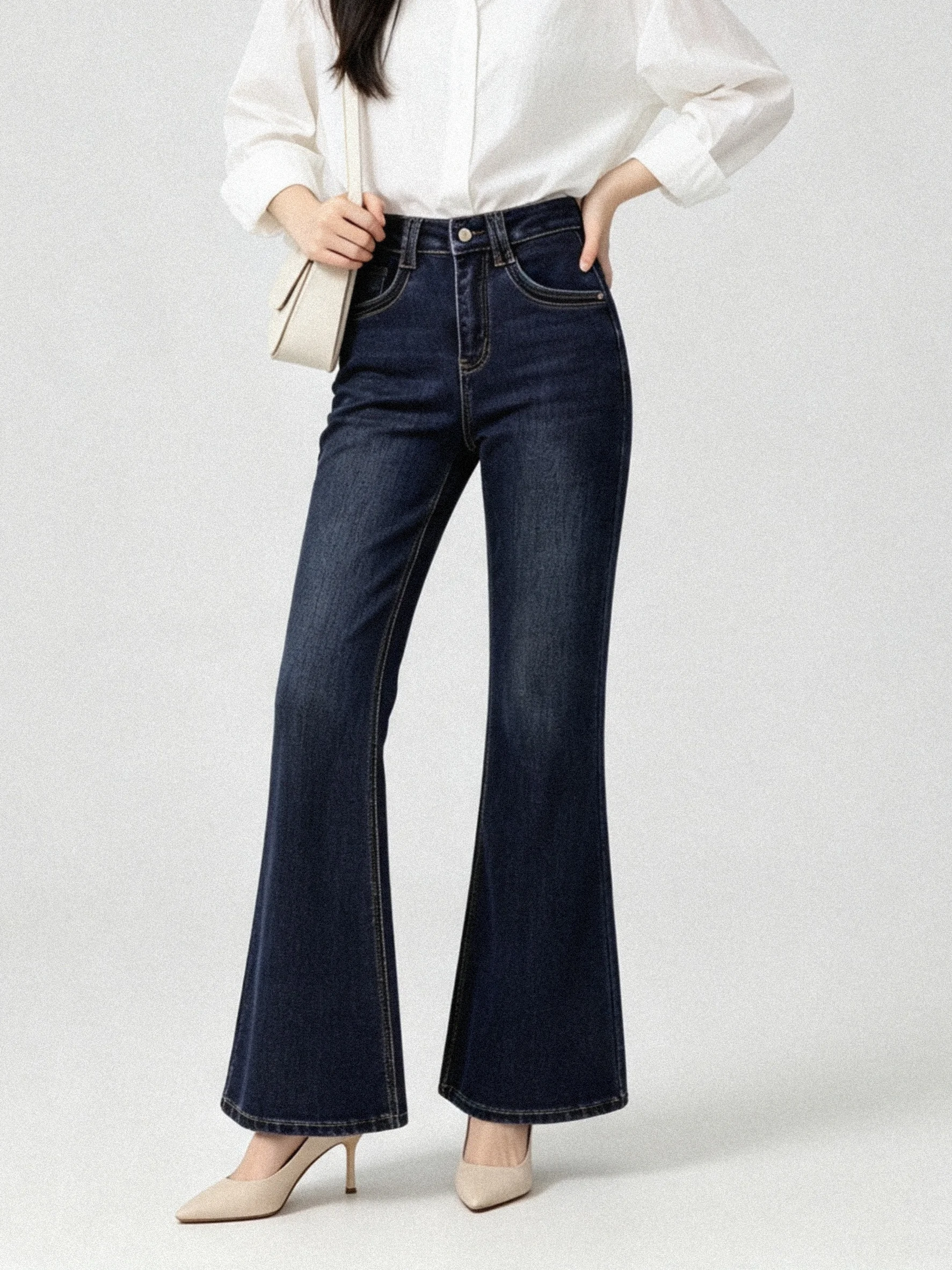 Slim Fit American Retro Sweet And Spicy High Waist Bell Bottom Jeans Women's Premium Autumn Versatile Long Pants