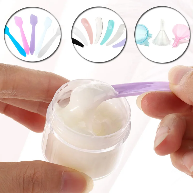 10PCS Mini Plastic Make Up Tools Face/Eye Cream Mask Spoon Scraper Packing Funnels Portable Cosmetic Beauty Accessorie