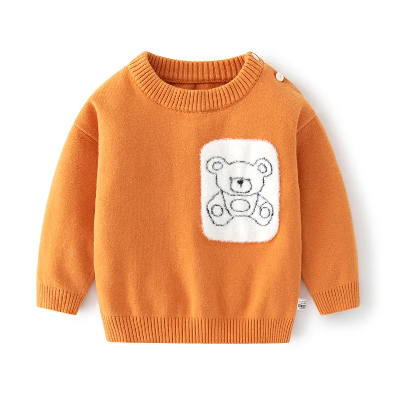 

Cute Cartoon Bear Spring and Autumn Newborn Baby Sweater Children Clothing Pullovers Boys Girls Knitwear Cotton Kids Sweater