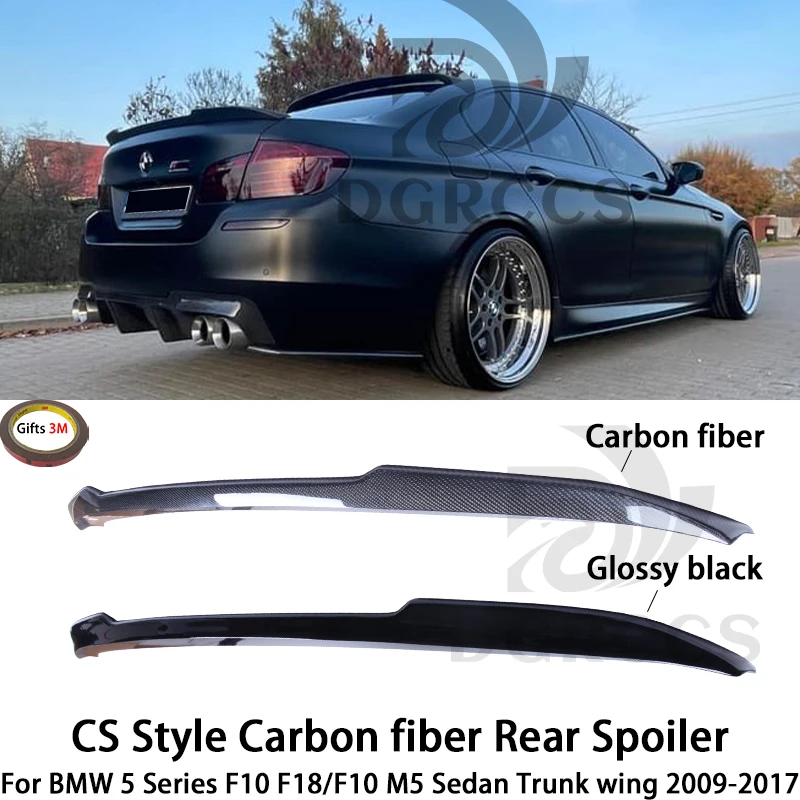 

For BMW 5 Series F10 F18/F10 M5 Sedan CS Style Carbon fiber Rear Spoiler Trunk wing 2009-2017 Carbon fiber Glossy black