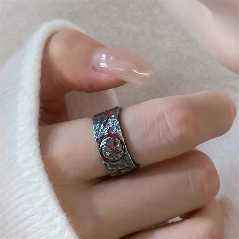 Vintage Tai Chi Big Dipper Star Ring Women Jewelry Blessing Taoism Yu-jian-er Scripture Amulet Ring Female Finger Accessories