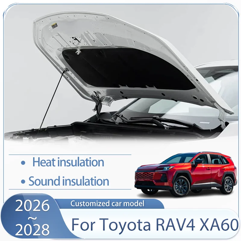 Car Sound Insulation Mat For Toyota RAV4 XA60 MK6 2026~2028 Front Hood Lining Sound Soundproof Fireproof Cover Auto Accessories