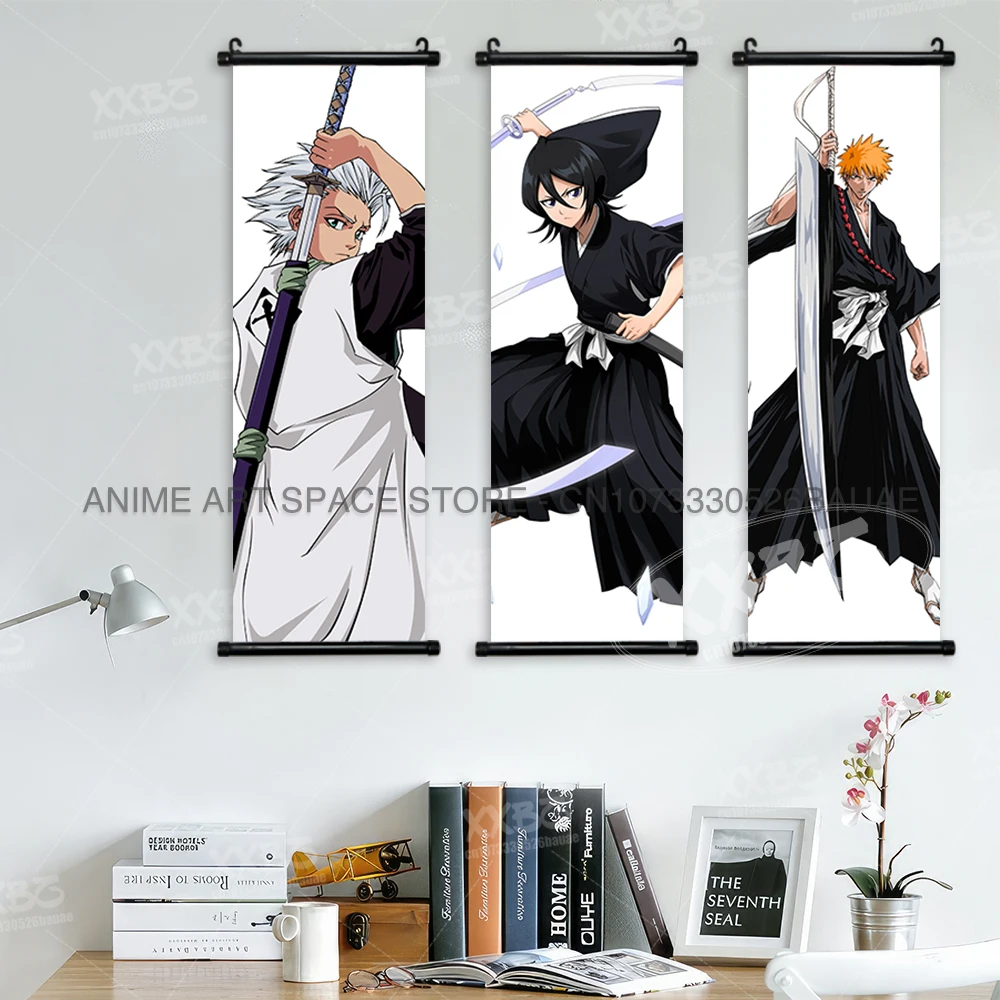 Anime BLEACH Figuren Poster Kurosaki Ichigo Wandkunst Scrolls Bild Kuchiki Rukia Home Decor Leinwand Japanische Hängende Malerei – Detail 4