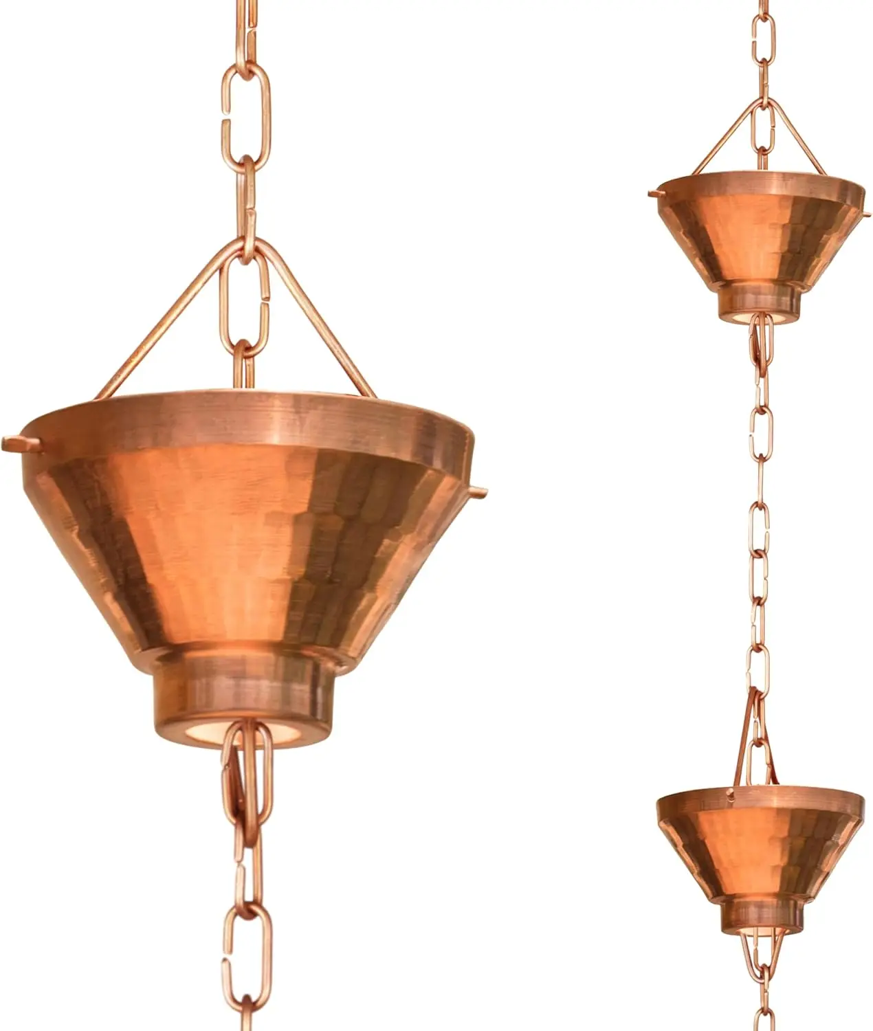 

Pure Copper Rain Chain 8.5ft - Decorative Gutter Downspout Alternative, Heavy Duty Durable for Outdoor Use