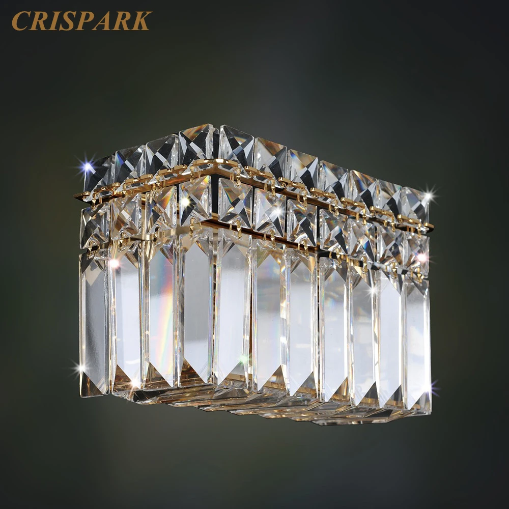 

Linear Crystal Wall Lamps Luxury LED Vanity Chrome Brass Sconce Light Fixture Modern Clear Prism Crystal Wall Light for Corridor