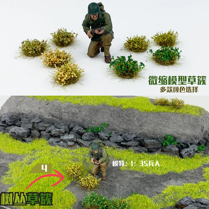 Miniature Grass Tufts Cluster Ho 1:72 Scale Military Scene Materials  Railway Train Layout Diy Model Making for Diorama 28PCS