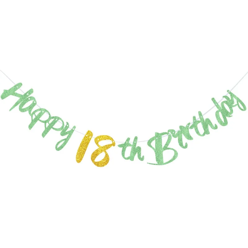 Блестящий баннер Sage Green Gold Happy 16/18/20th Happy Birthday Banner Sage Green 30, 40, 50 60, украшения на день рождения, товары для дня рождения