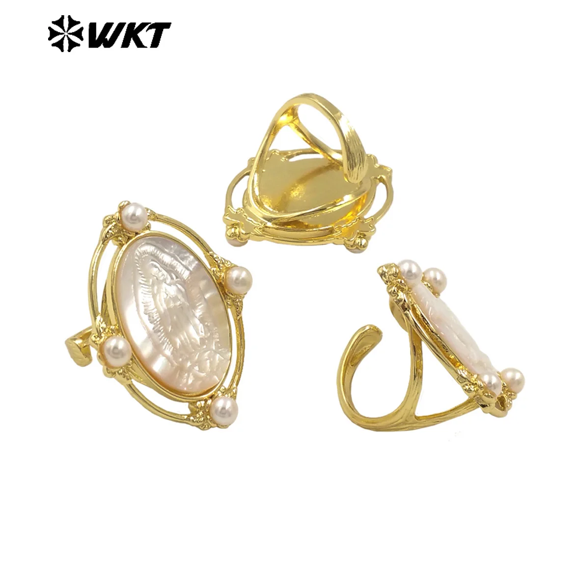 WT-MPR105 New Arrivals  Classic Unique  Ring Shells  With Yellow Gold Plated For Women Perfect  Daily Decoration