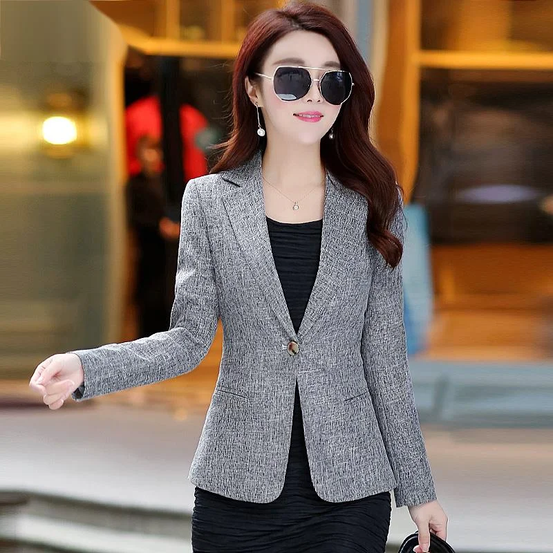 Office Long Blazer Women Classic Long Sleeve Solid Color Work Casual Professional Chic Harajuku Comfortable Basic Blazer