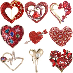 Rhinestone Love Brooches for Women Unisex Enamel Heart Pins Banquet Party Backpack Gifts Jewelry Accessories