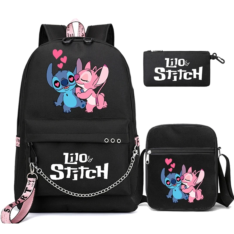 3Pcs/set Lilo Stitch Backpacks Printed Bookbag Travel Bag Student Teenagers Children Knapsack Boy Girl Schoolbag Daily Rucksack