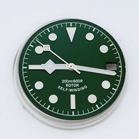 Pieza de reloj de 28,6 mm Esfera luminosa verde Añadir manecillas compatibles con movimiento automático NH35