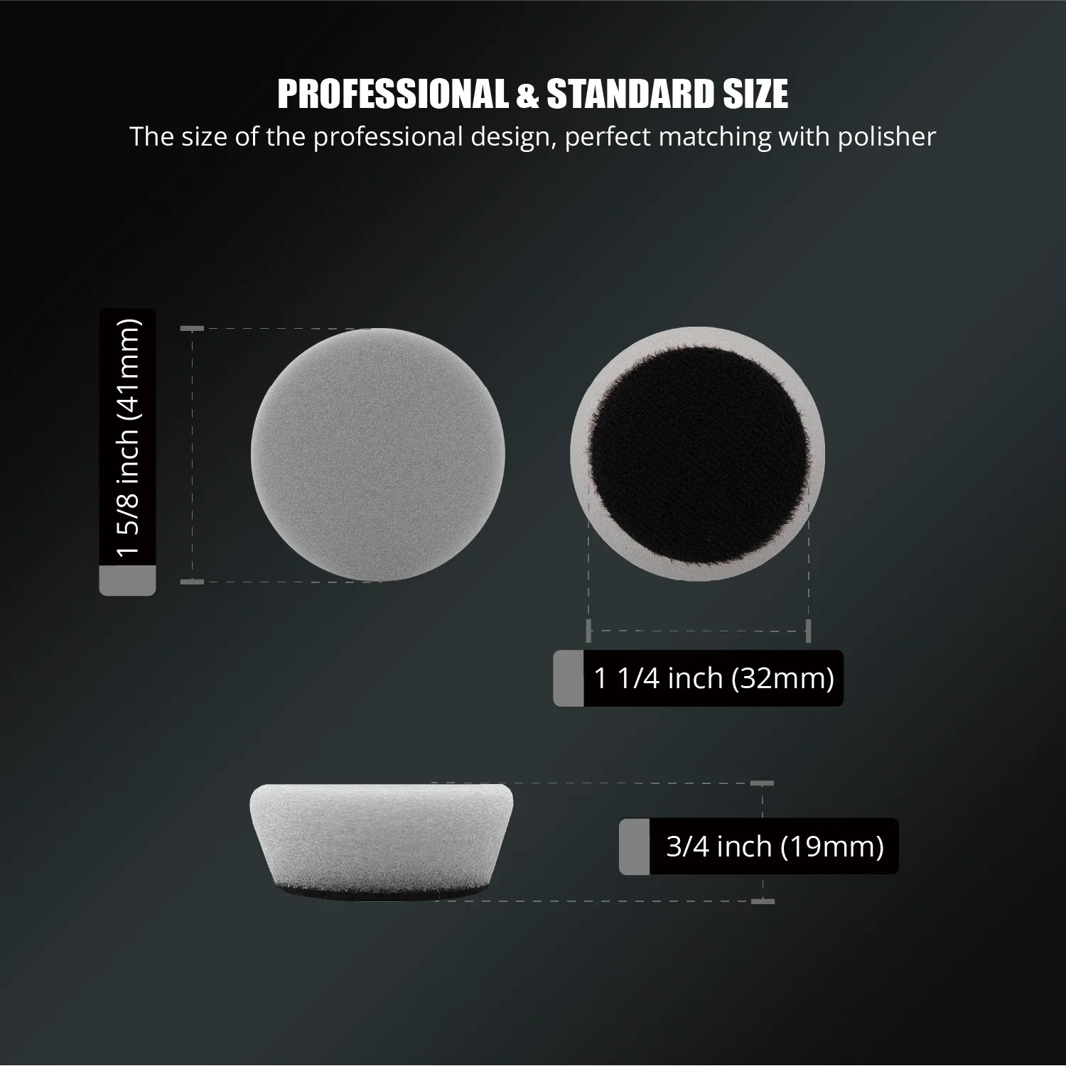 SPTA 1 inch (33mm) 2 inch (55mm) Gray Light Cut T-Shape Car Detail Polishing Mini Buffing Pads For Car Polisher Electric Drill