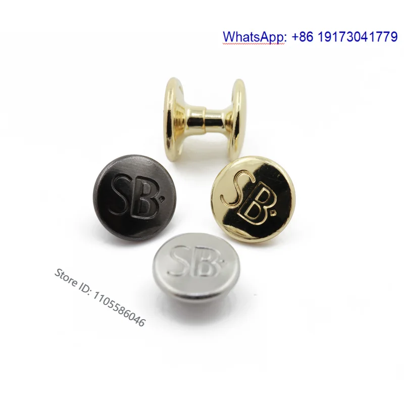 3000pcs Waterproof and rust proof rivet custom logo design H65 b-rass double-sided 10mm metal rivet belt