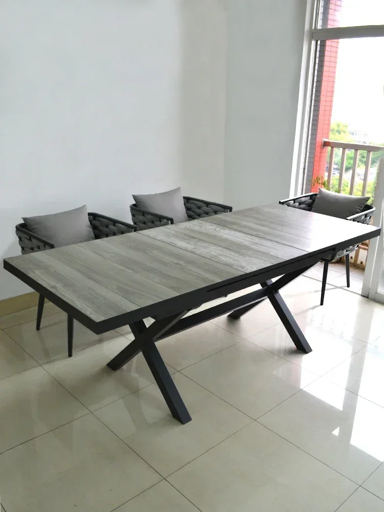 Outdoor tables, chairs, courtyards, villas, open-air telescopic tables, Nordic outdoor leisure, simple rattan chairs