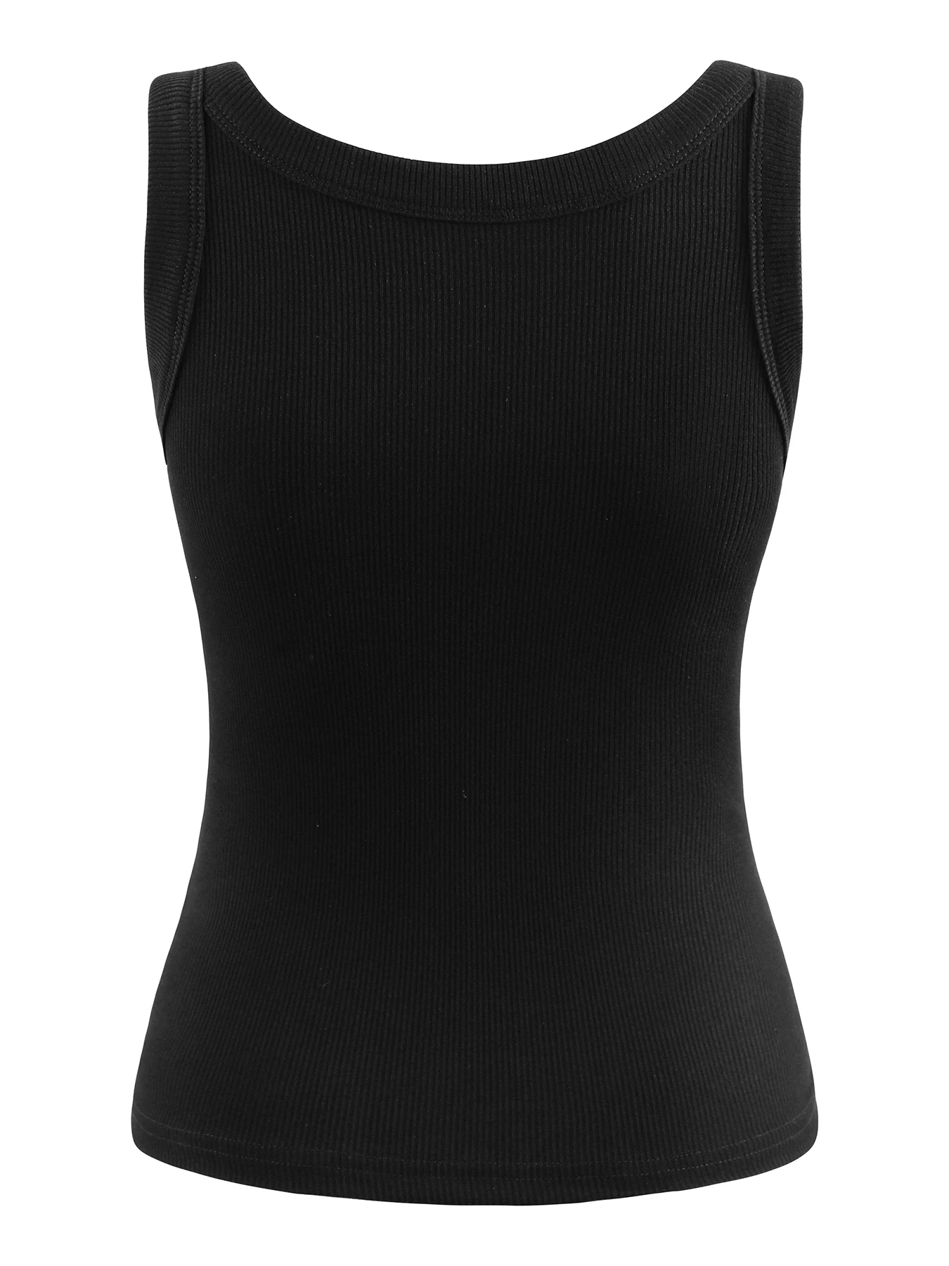 Y2K Ribbed Cotton Tank Tops Womens Summer Slim O-Neck Sleeveless Basic Soft Breathable Vest Sporty Jogging Wear Daily Undershirt image 2