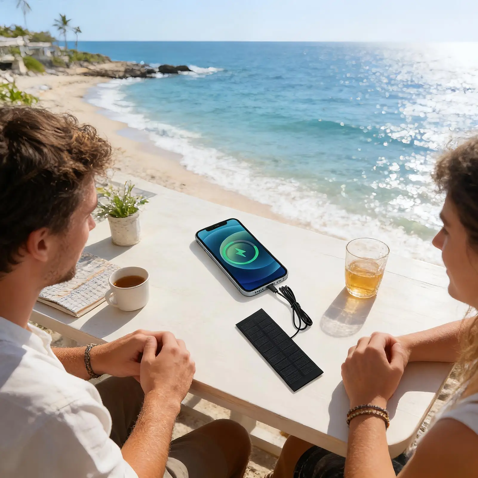 5W 5V Solar Panel Charger With Type-C Output Emergency Power System Lightweight For Mobile Phones Battery, Light, Curtain, fan view 4