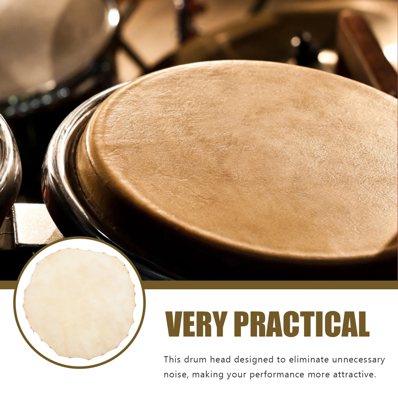 2 Pcs Scalp Drum Cover Musical Instruments Durable Heads Sheepskin Replacement Accessories for