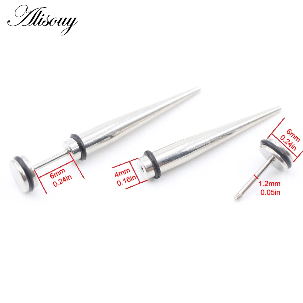 Alisouy 2pcs Pink Blue Color Stainless Steel HipHop Punk Pointed Cone Spike Tip Girls Boys Men Women Piercing Ear Stud Earrings