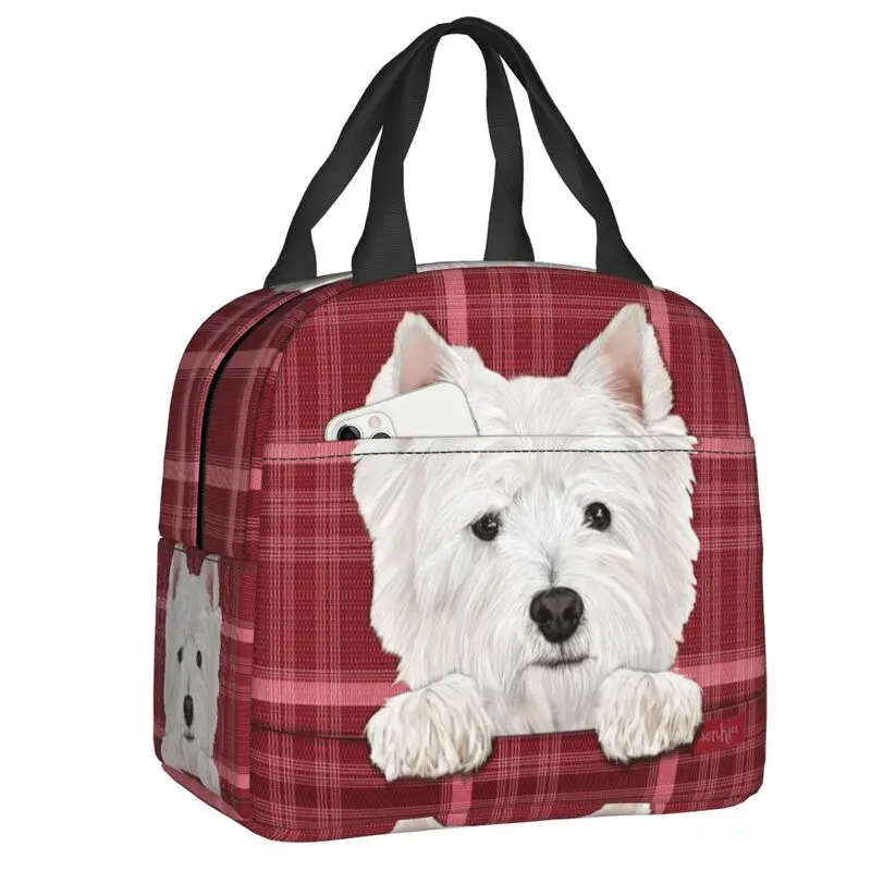 West Highland White Terrier Dog Insulated Lunch Bags for Work School Westie Portable Cooler Thermal Bento Box Women Kids