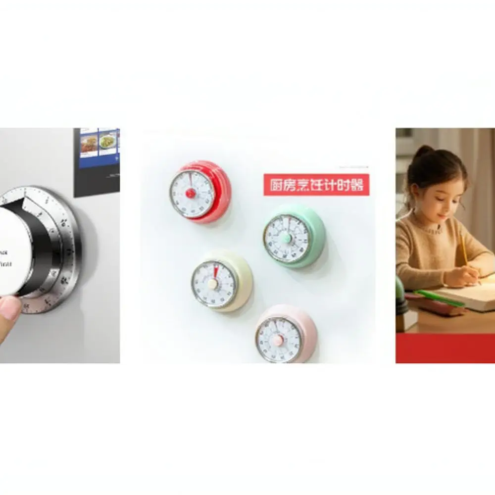 Magnetic Mechanical Kitchen Timer Stainless Steel Cooking Reminder Manual Countdown Clock Classroom Study Time Management Tool