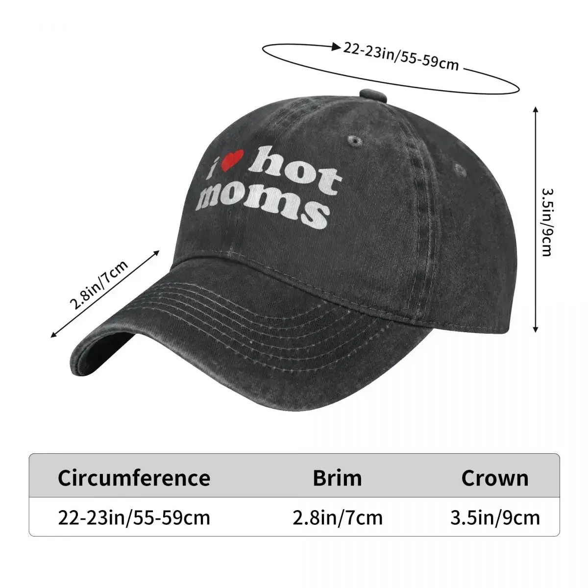 Ik Hou Van Hete Moeders Rood Hart Baseball Caps Distressed Katoenen Hoofddeksels Unisex Stijl Outdoor Hardlopen Gollff Verstelbare Fit Caps Hoed