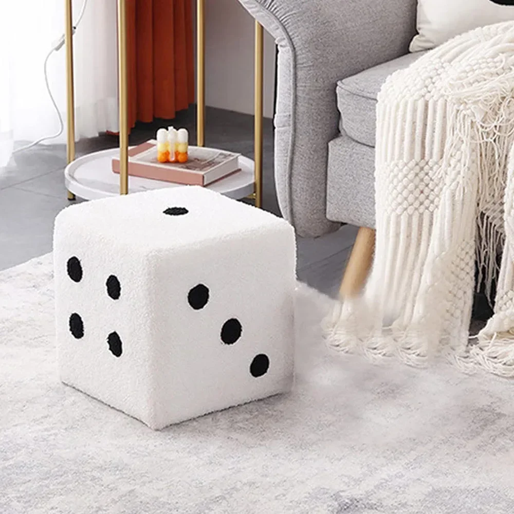 

Mobile Furniture Change Shoe Stool Cubic Imitation Lamb Wool Funny Shoes Stool Bedroom Decorative Dices Stool for Living Room