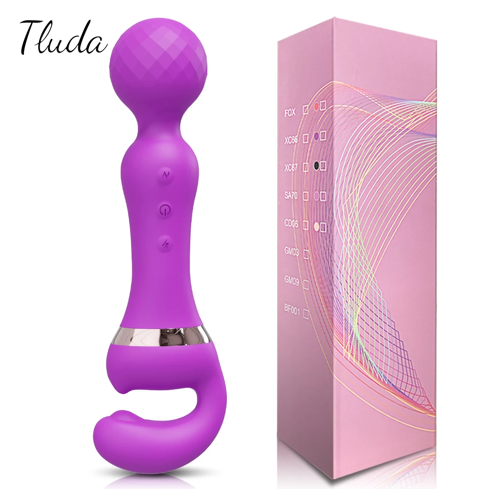 Powerful 2 in 1 AV Vibrator Female Magic Wand Clitoris Stimulator USB Recharge 20 Modes G Spot Massager Sex Toys for Women