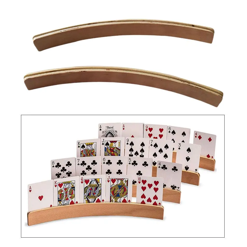 

2 Packs Solid Wood Playing Card Holders Bridge Trays Pain Relief for Elderly