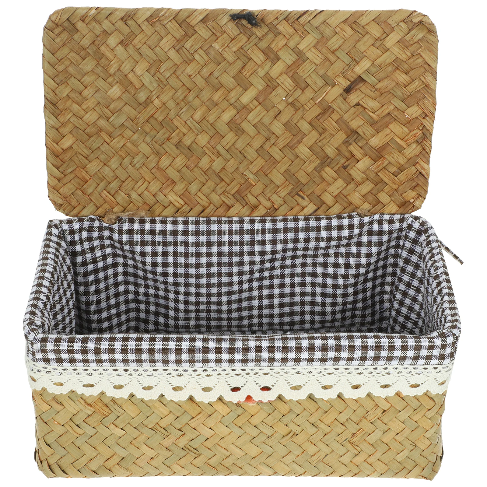 

Rattan Storage Box Small Handmade Woven Basket Deep Coffee Color Lid Desk Snack Toy Organizer Storage Container Box
