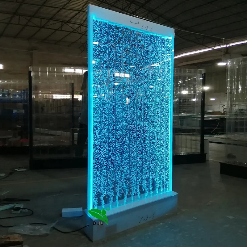 Customization.Indoor Light Decoration Aquarium Led Colorful Waterfall Water Feature Acrylic Bubble Water Wall Background