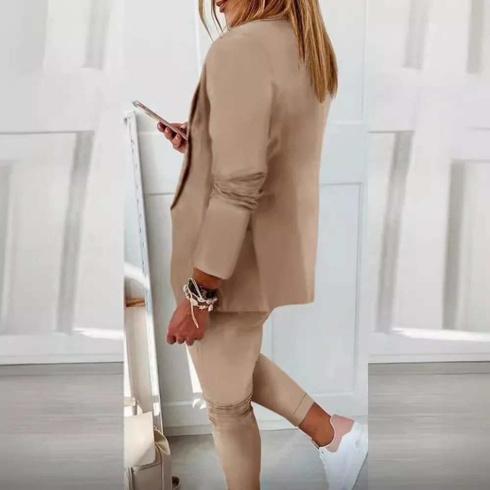 Casual Pants Drawstring Waist Full Length Trousers Slim Fit Solid Color Slacks Black Blazer White Blazer Pink Blazer Dress Pants