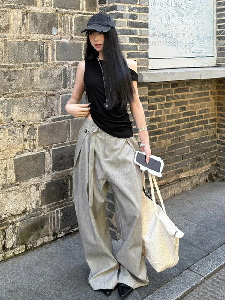 

Женские льняные брюки свободного кроя для осени, для невысоких, повседневные, в пол, прямые, с высокой талией, комфортные