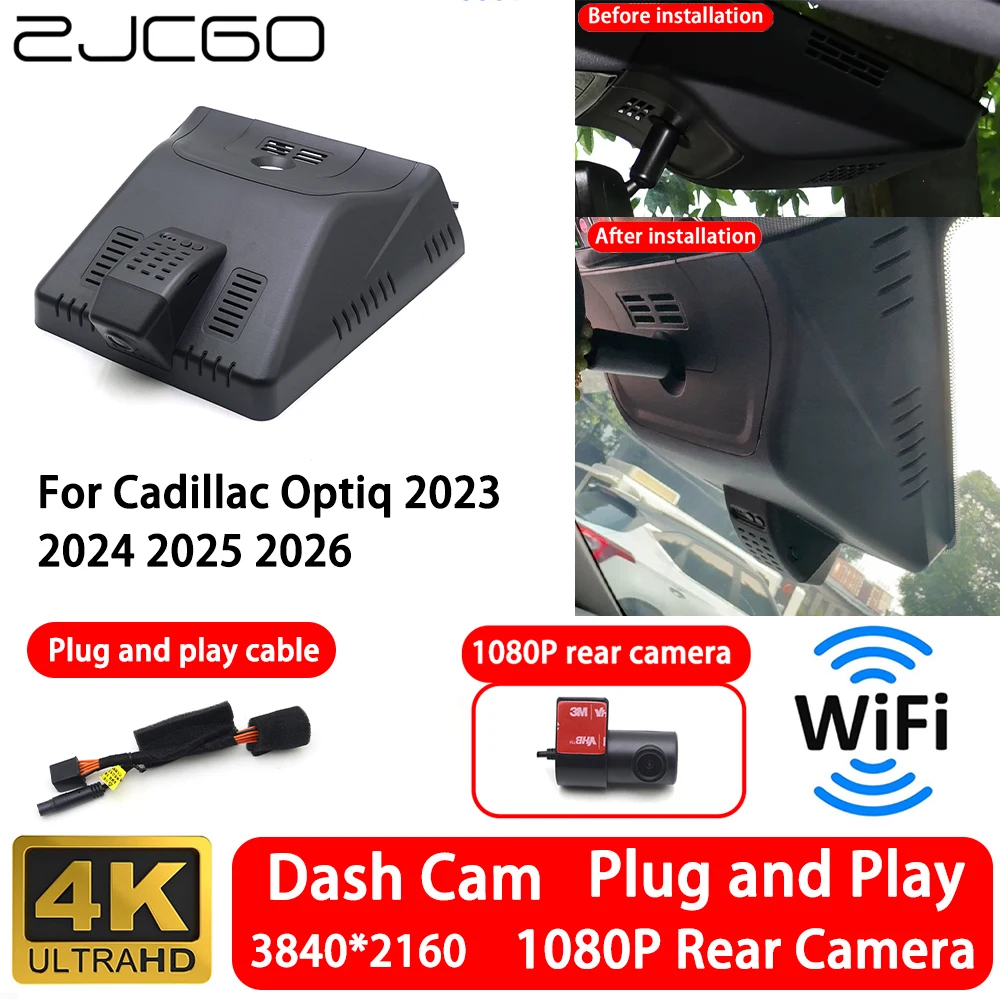 

for Cadillac Optiq 2023 2024 2025 2026 4K 2160P Front Rear Camera Dash Cam Wifi Plug and Play Video Recorde Loop Recording