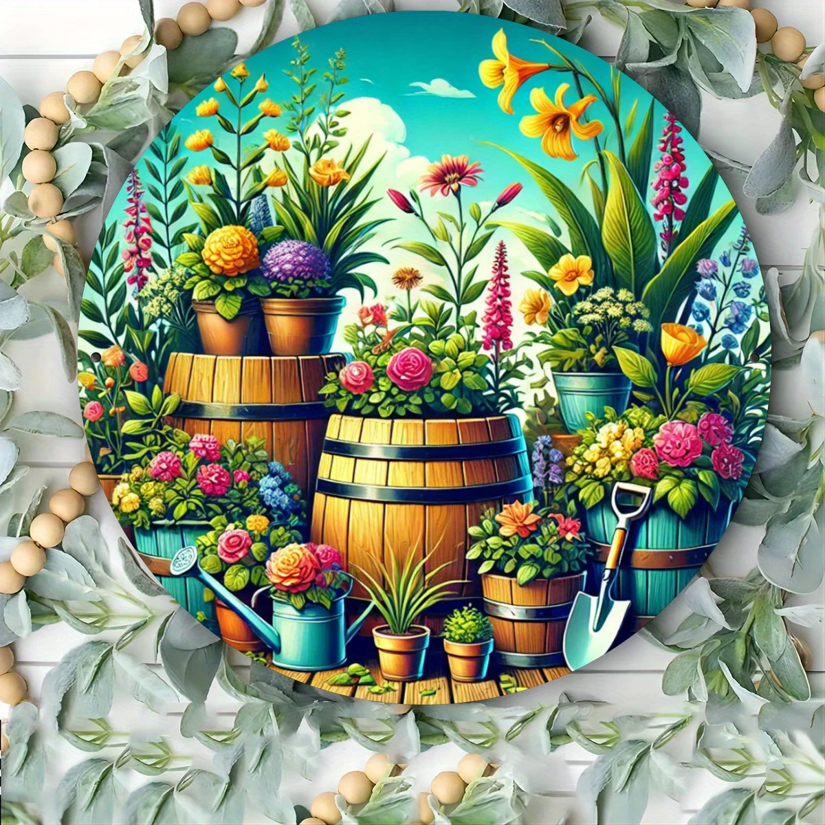 1 Stück 8×8 Zoll (20×20 cm) rundes Metallschild, schöne Garten-Wandkunst-Dekoration, Blechschild für Zuhause, Garten, Wohnzimmer, Bauernhof-Dekoration