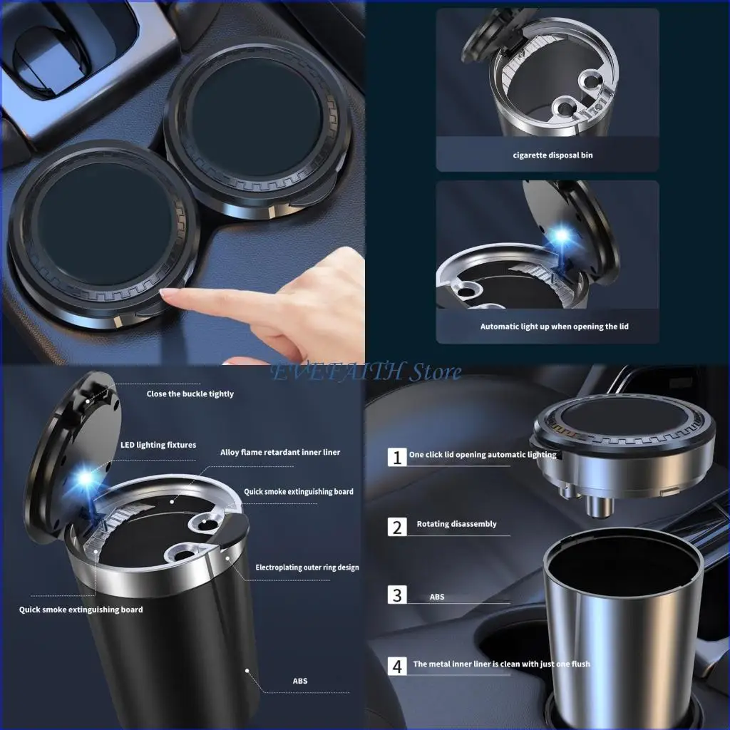 

124B Small Car Ashtray with Wide Planks Convenient Car Ashtray Multifunction Car Ashtray