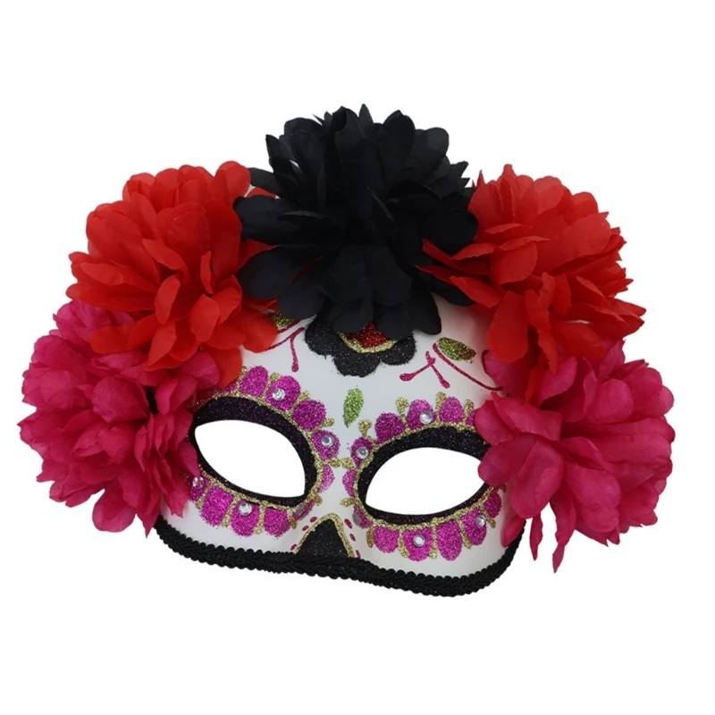 Máscaras femininas máscara halloween assustador máscara olho crânio flor máscara olho dropshipping