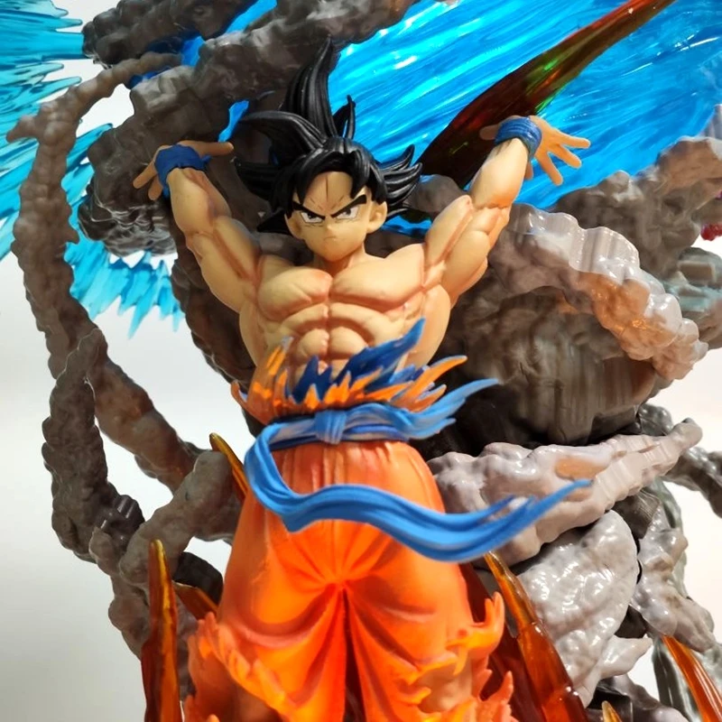 60cm Bandai Dragon Ball Yuanqi Single Goku Action Figure Luminous Style Large Model Desktop Ornament Color Box Collection Gift