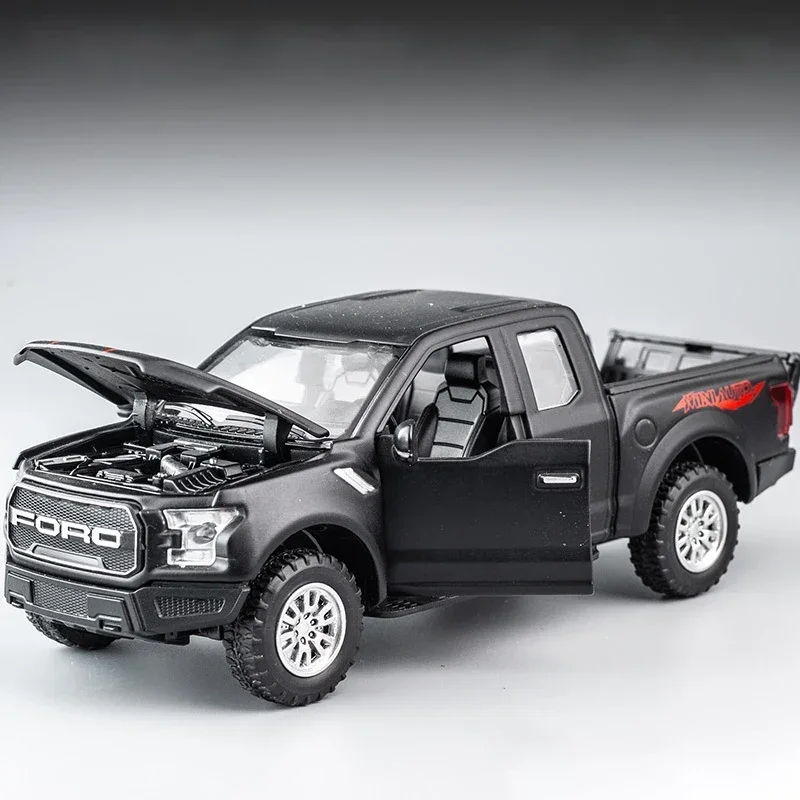 New 1:32 Ford Raptor F150 Big Wheel Alloy Diecast Car Model With With Sound Light Pull Back Car Toys For Children Xmas Gifts