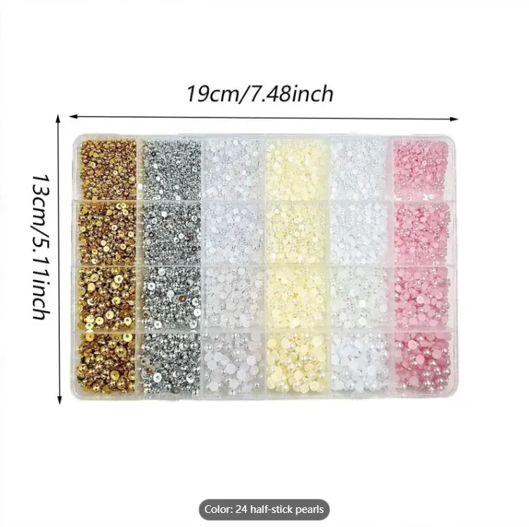 1 boîte 3800 pièces 3D Flatback perle breloques demi-rond Nail Art perles or perles breloques ongles conception ongles bijoux artisanat bricolage décoration