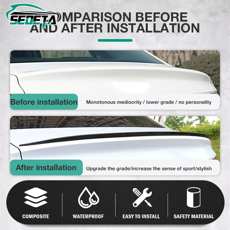 Car Rear Roof Rear Wing Universal Spoiler Bumper Strip Wheel Eyebrow Lip Trim Sticker Multi-purpose For Nissan For Tesla For BMW