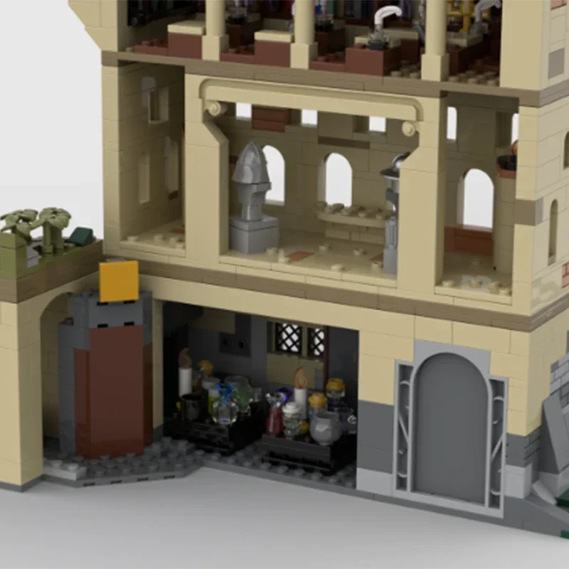 Popular filmes mágicos modelo moc tijolos de construção castelo sala de aula tecnologia blocos modulares presente brinquedo natal diy conjuntos montagem