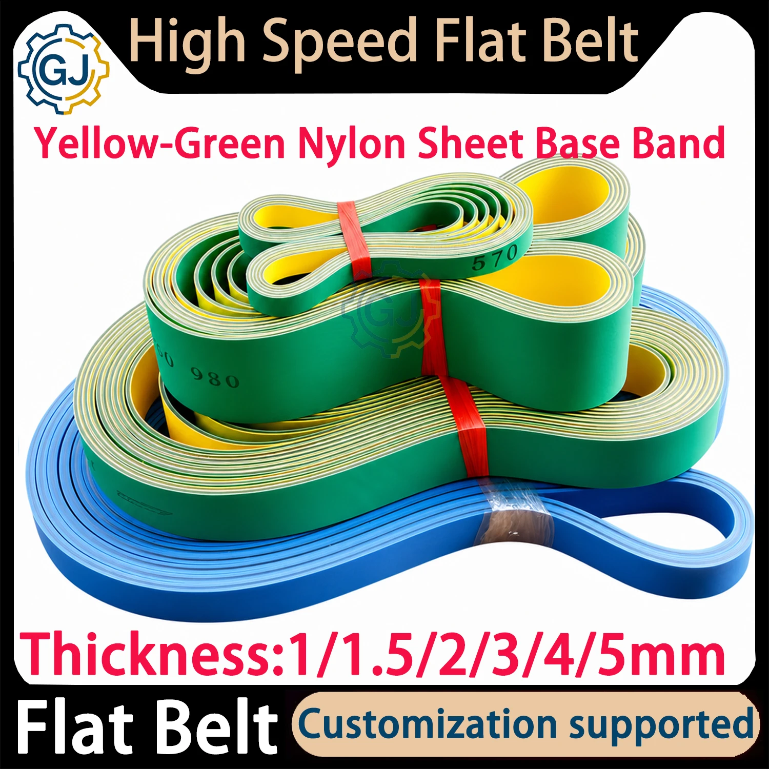 High Speed Flat Belt Yellow-Green Nylon Sheet Base Band Machinery High Speed Transmission Belt Wear-resistant Conveyor Flat Belt