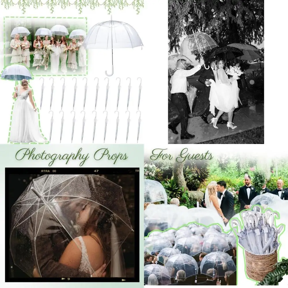 

Large Dome Windproof Rain Umbrellas 46 Inch, Bulk Clear Bubble Umbrellas for Weddings, Proms, Graduations, Outdoor Events