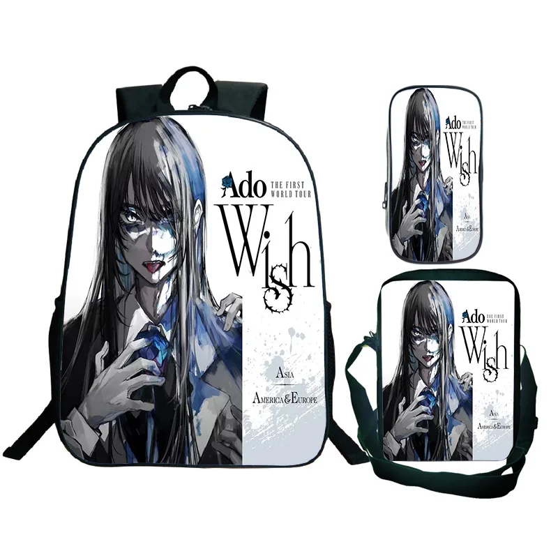 Anime Singer Ado Global Tour Backpack Shoulder Bag Pencil Case 3Pcs/Set Student Pattern Schoolbag Teen Casual Backpacks Mochilas