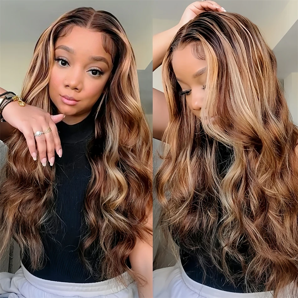 200 Density Highlight Colored Brazilian Body Wave Wig 100% Human Hair 13x6 13x4 Hd Lace Frontal Wigs for Women on Clearance Sale