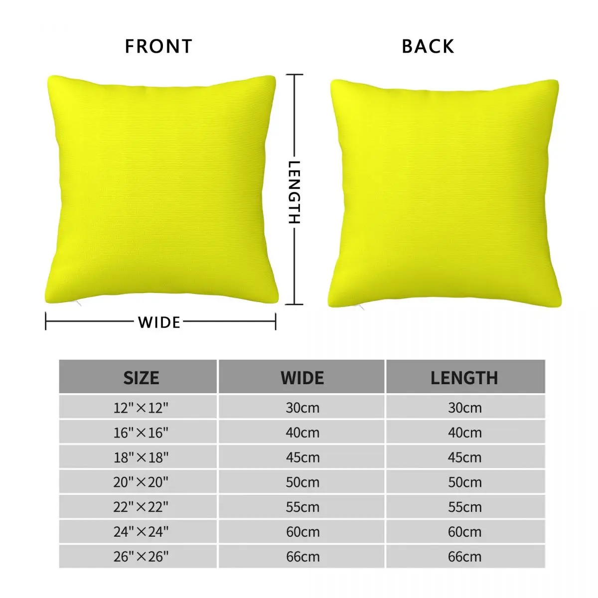 Bright Fluorescent Neon Yellow Square Pillowcase Polyester Linen Velvet Printed Decor Throw Pillow Case Room Cushion Cover 45x45