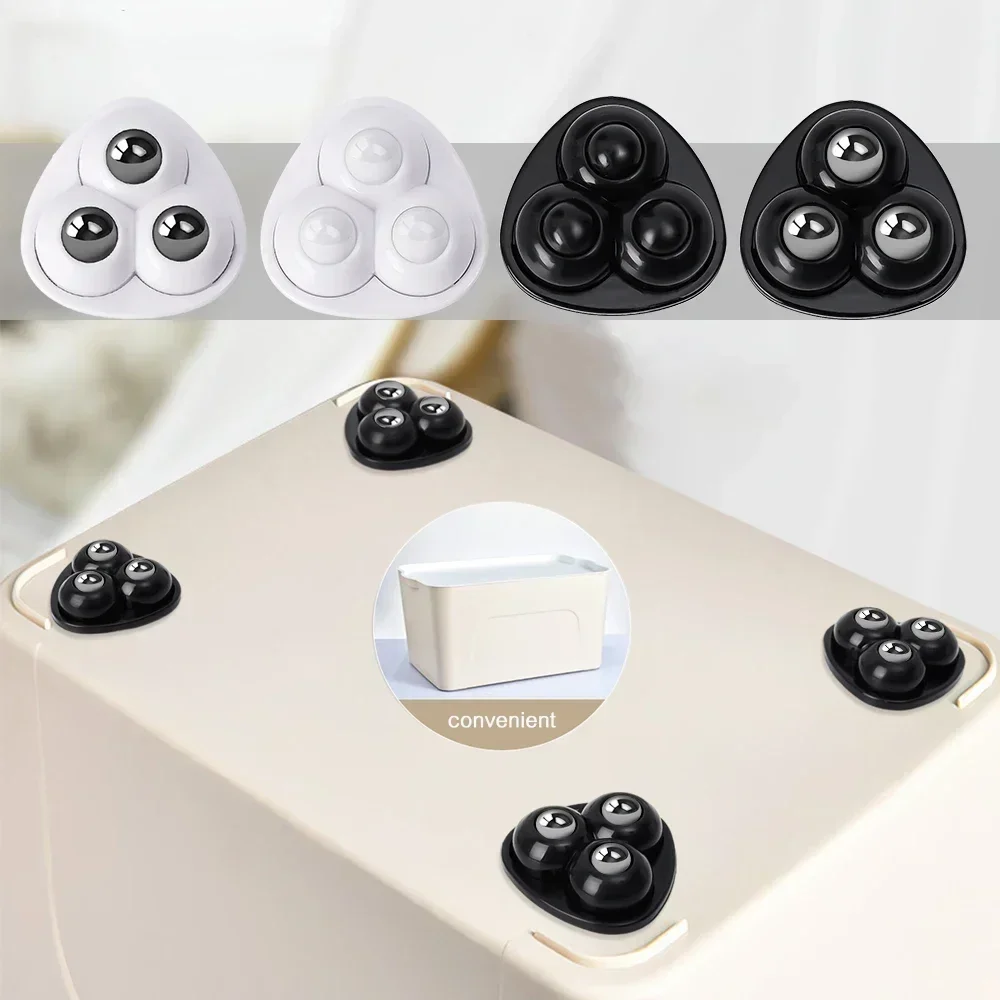 4/8pcs Mini Self Adhesive Caster Wheels Universal Stainless Steel Swivel Wheel 360° Rotation Pulley for Furniture Cabinet Trash