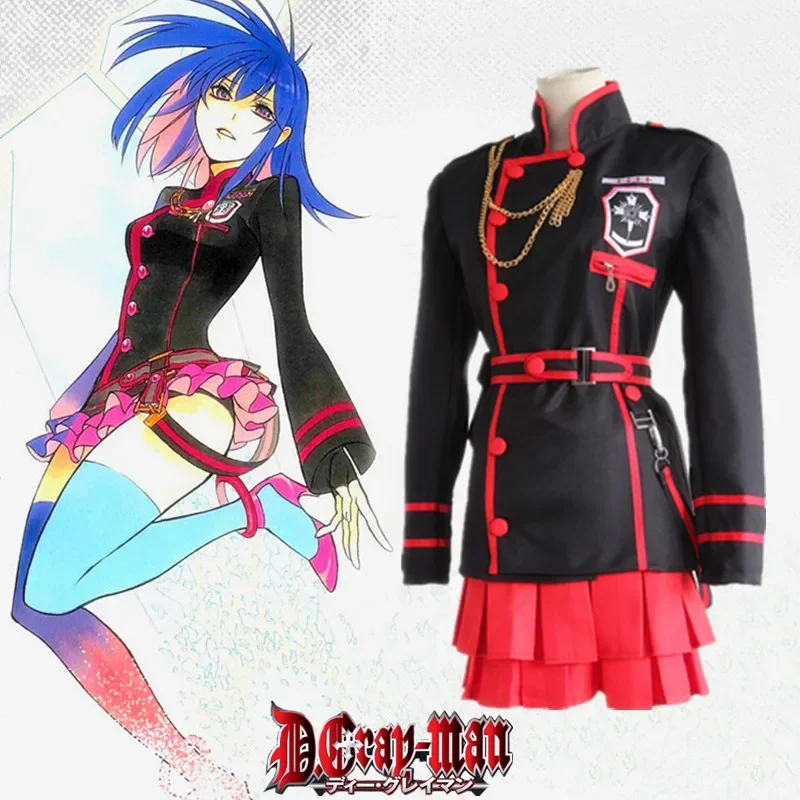 Anime D.Gray-man Linali Lenalee Lee Allen Walker Cosplay Costume Black School Uniform Qutfit Suit Full Set Halloween Outfit