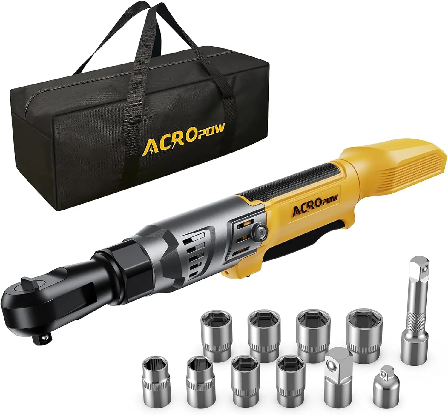 

3/8" Cordless Ratchet Wrench, Compatible with DEWALT 20V Battery, 74Ft-Lbs Brushless Motor Electric Ratchet with Variable Speed,